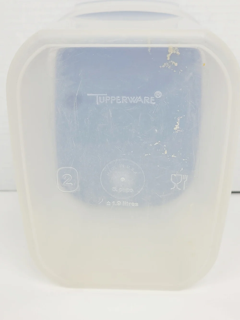 Vtg 80s~Tupperware Modular Mates 1792 8 Cups~1962 400ml~Clear w/Blue Lids 1793